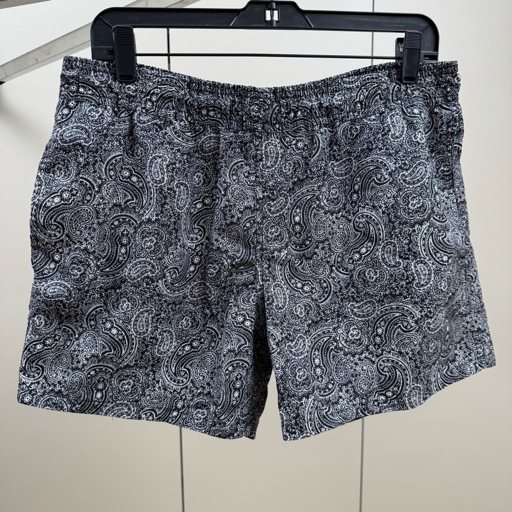 Topman Men’s S/M Black and White Paisley Swim Shorts